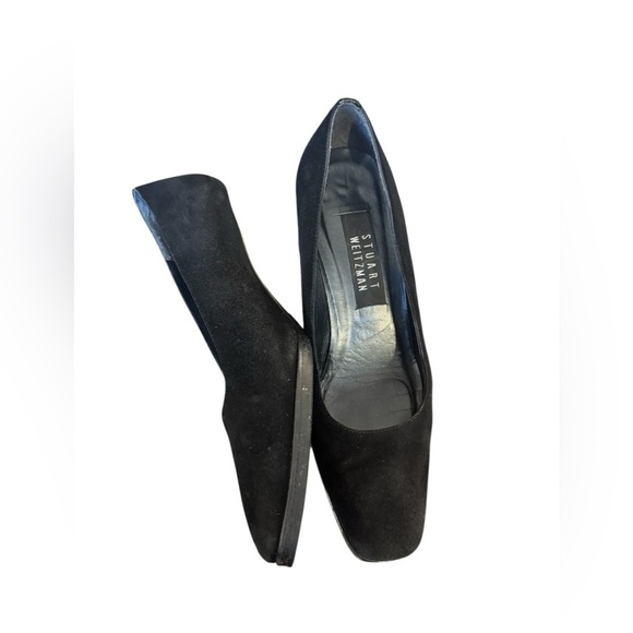 Vintage Stuart Weitzman Black Suede Square Toe Women’s Sz 6.5 B - Picture 3 of 13